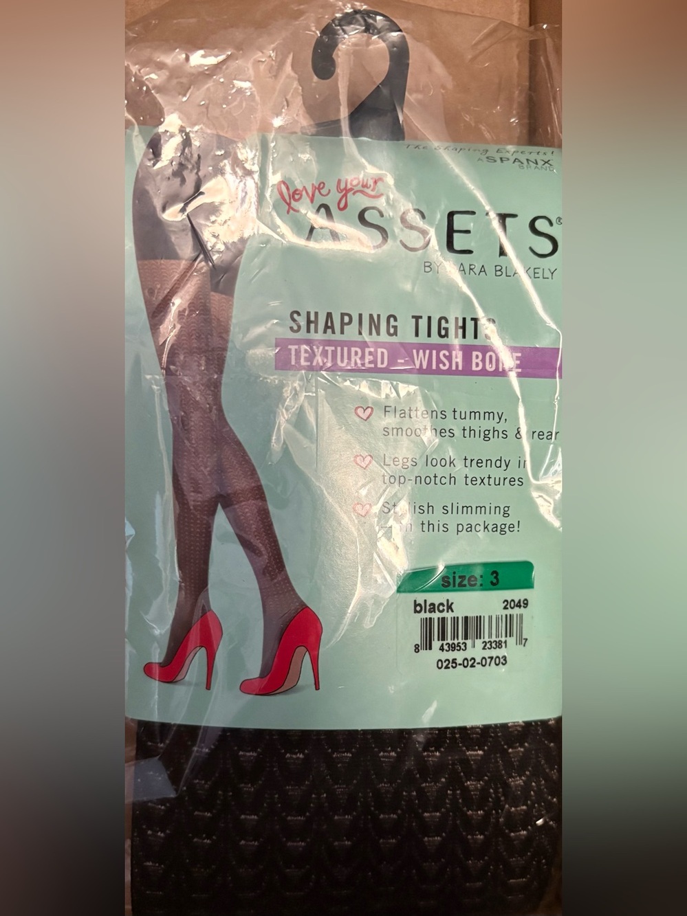 Classic Black Wishbone Sheer Shaping Tights Assets by Spanx Sz 3 - Picture 2 of 4
